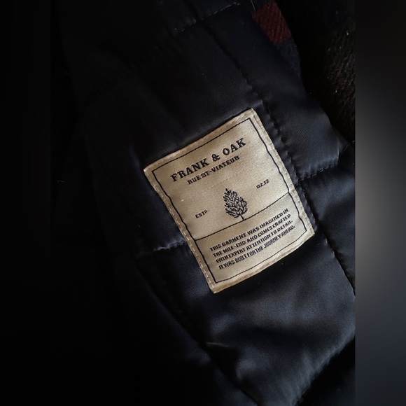 Frank & Oak Checkered Pea Coat - Navy and Burgundy - Picture 9 of 11